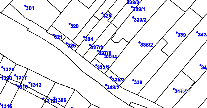 Parcela st. 333/4 v KÚ Bosonohy, Katastrální mapa