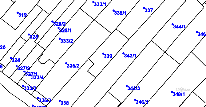 Parcela st. 339 v KÚ Bosonohy, Katastrální mapa