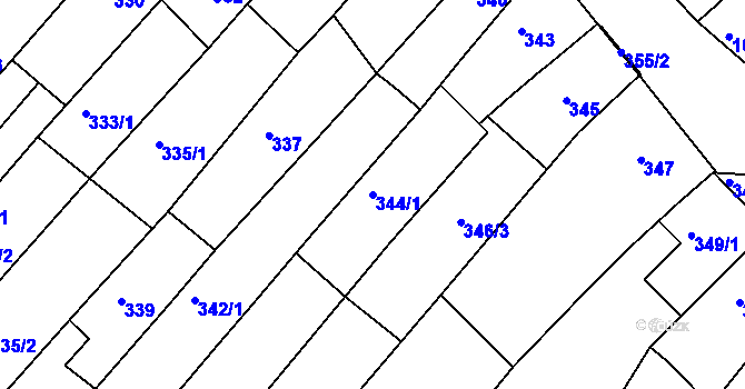 Parcela st. 344/1 v KÚ Bosonohy, Katastrální mapa