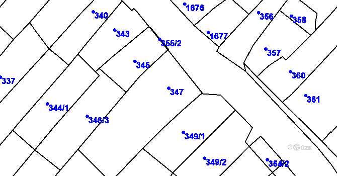 Parcela st. 347 v KÚ Bosonohy, Katastrální mapa