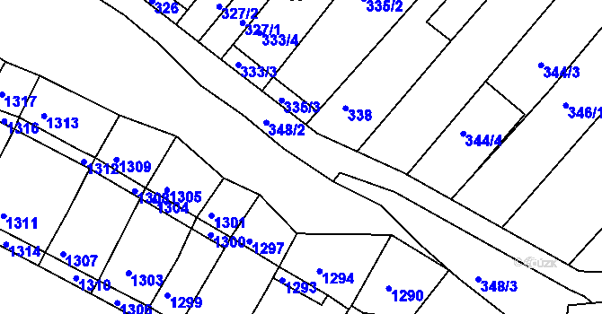Parcela st. 348/2 v KÚ Bosonohy, Katastrální mapa