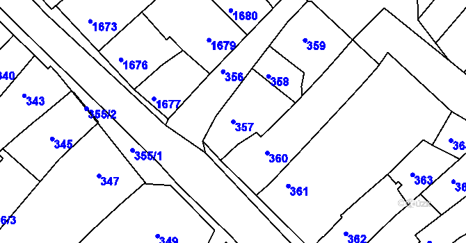 Parcela st. 357 v KÚ Bosonohy, Katastrální mapa