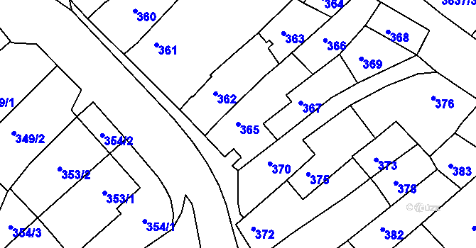 Parcela st. 365 v KÚ Bosonohy, Katastrální mapa