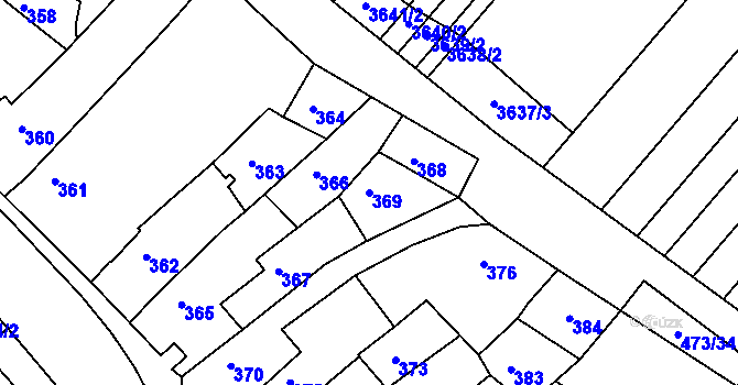 Parcela st. 369 v KÚ Bosonohy, Katastrální mapa