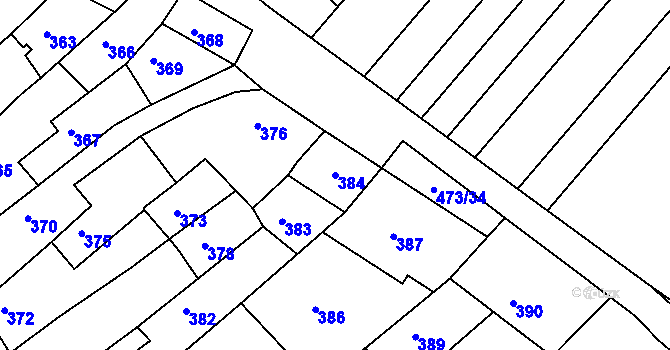 Parcela st. 384 v KÚ Bosonohy, Katastrální mapa