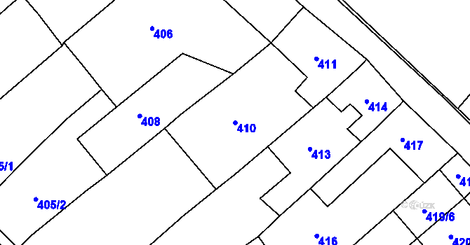 Parcela st. 410 v KÚ Bosonohy, Katastrální mapa