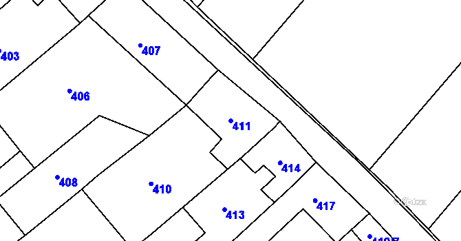 Parcela st. 411 v KÚ Bosonohy, Katastrální mapa
