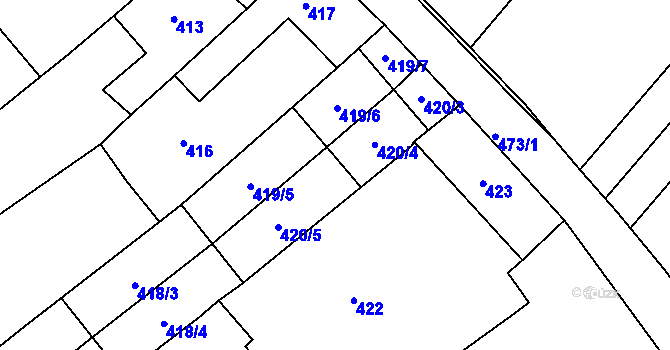 Parcela st. 420 v KÚ Bosonohy, Katastrální mapa
