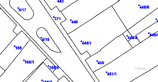 Parcela st. 448/1 v KÚ Bosonohy, Katastrální mapa