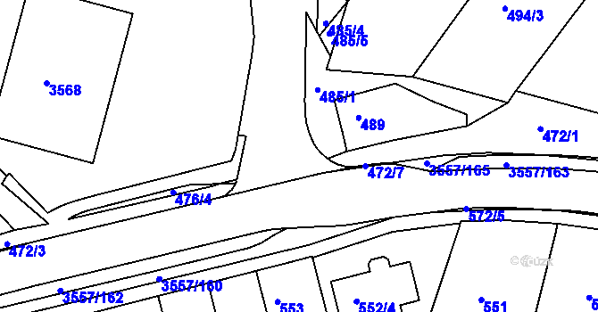 Parcela st. 485/2 v KÚ Bosonohy, Katastrální mapa