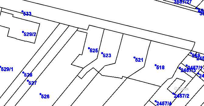 Parcela st. 523 v KÚ Bosonohy, Katastrální mapa