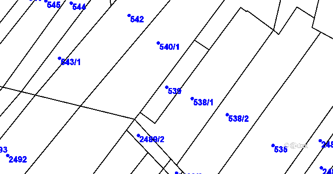 Parcela st. 539 v KÚ Bosonohy, Katastrální mapa