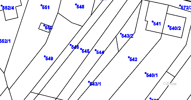 Parcela st. 544 v KÚ Bosonohy, Katastrální mapa