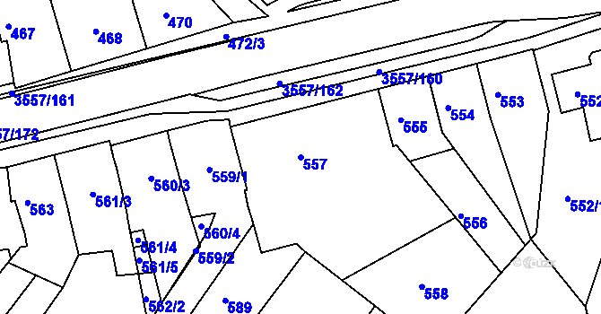 Parcela st. 557 v KÚ Bosonohy, Katastrální mapa