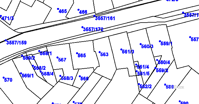 Parcela st. 563 v KÚ Bosonohy, Katastrální mapa