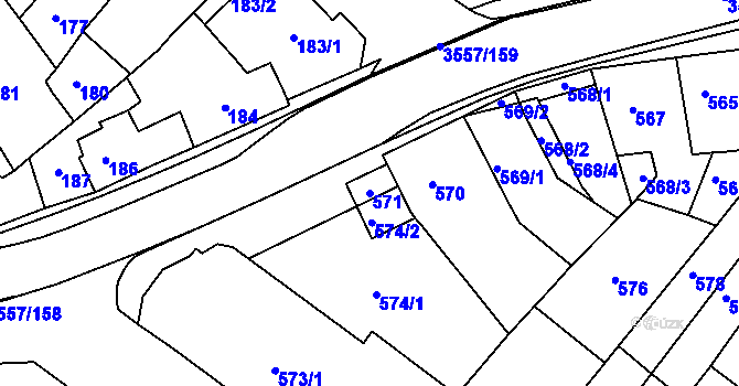 Parcela st. 571 v KÚ Bosonohy, Katastrální mapa