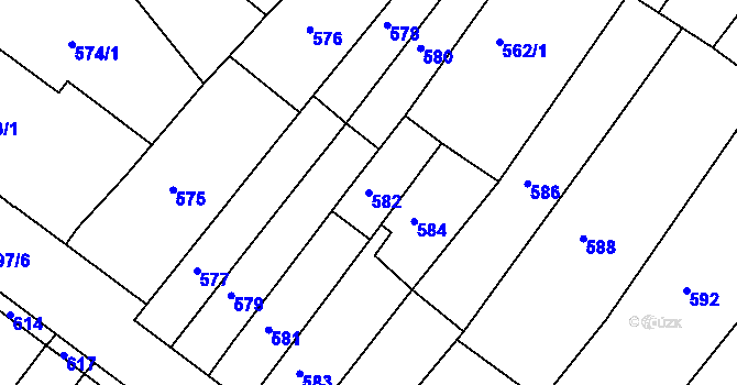 Parcela st. 582 v KÚ Bosonohy, Katastrální mapa