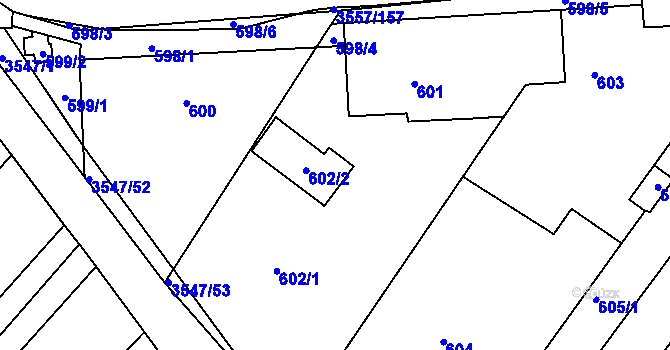 Parcela st. 602/2 v KÚ Bosonohy, Katastrální mapa