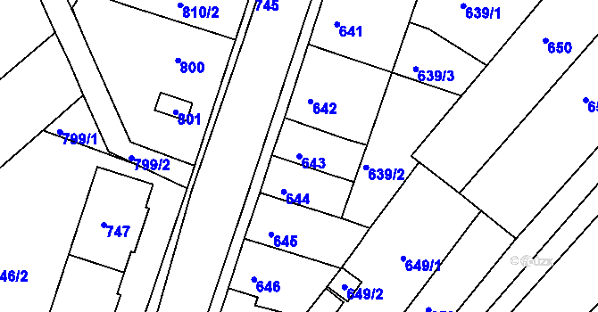 Parcela st. 643 v KÚ Bosonohy, Katastrální mapa