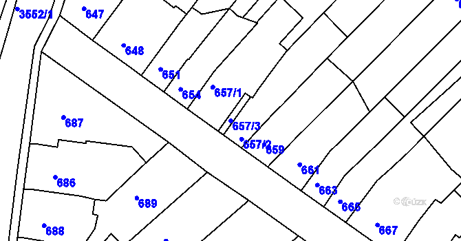 Parcela st. 657/3 v KÚ Bosonohy, Katastrální mapa