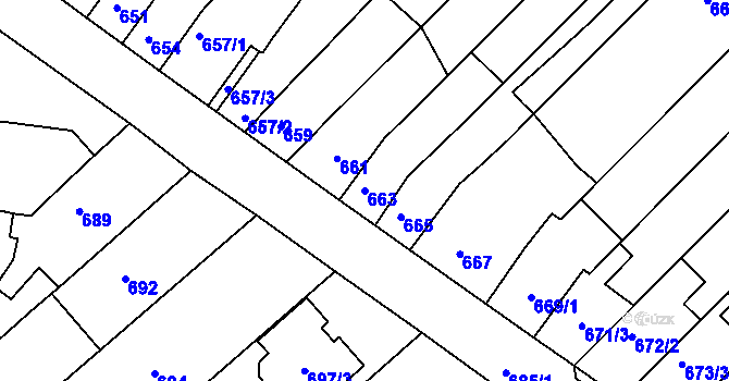 Parcela st. 663 v KÚ Bosonohy, Katastrální mapa