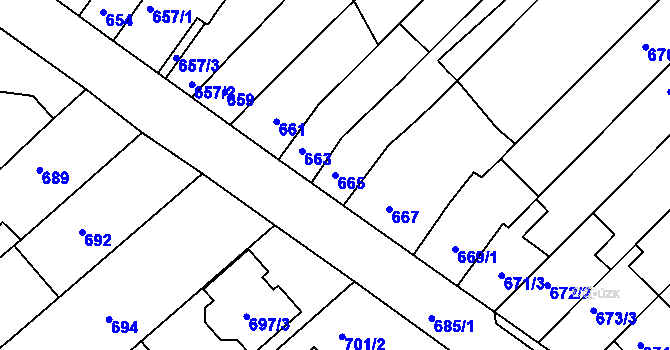 Parcela st. 665 v KÚ Bosonohy, Katastrální mapa