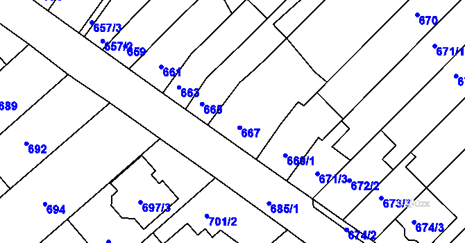 Parcela st. 667 v KÚ Bosonohy, Katastrální mapa