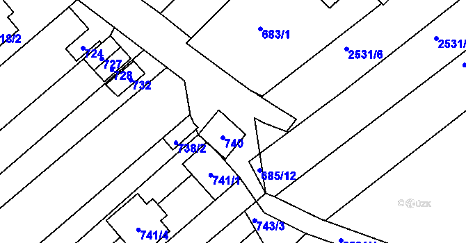 Parcela st. 685/11 v KÚ Bosonohy, Katastrální mapa