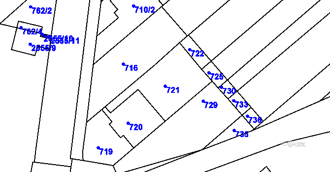 Parcela st. 721 v KÚ Bosonohy, Katastrální mapa