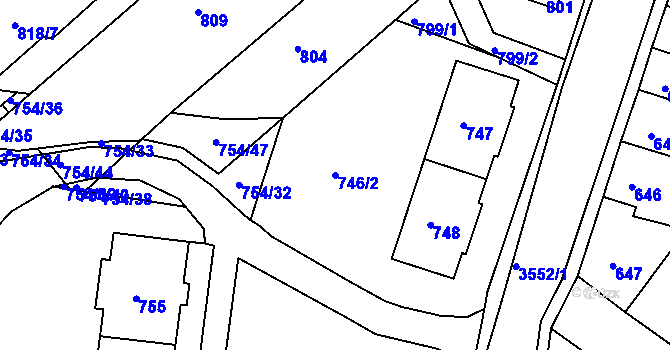Parcela st. 746/2 v KÚ Bosonohy, Katastrální mapa