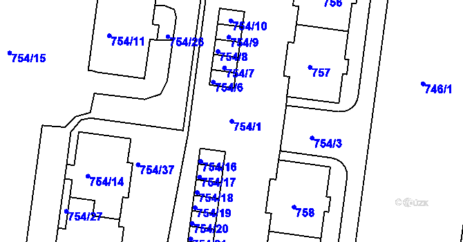 Parcela st. 754/1 v KÚ Bosonohy, Katastrální mapa