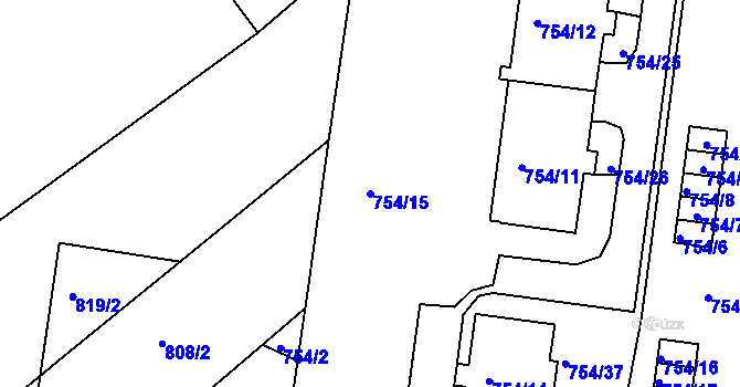 Parcela st. 754/15 v KÚ Bosonohy, Katastrální mapa