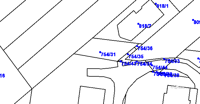 Parcela st. 754/31 v KÚ Bosonohy, Katastrální mapa