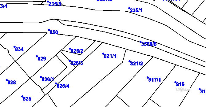 Parcela st. 821/1 v KÚ Bosonohy, Katastrální mapa