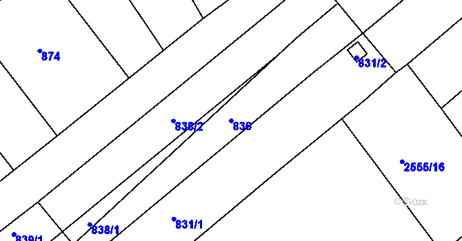 Parcela st. 836 v KÚ Bosonohy, Katastrální mapa
