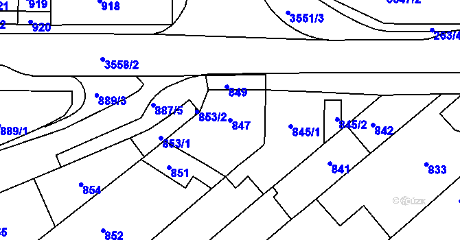 Parcela st. 847 v KÚ Bosonohy, Katastrální mapa