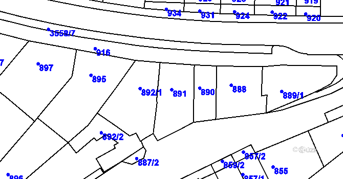 Parcela st. 891 v KÚ Bosonohy, Katastrální mapa