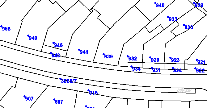 Parcela st. 939 v KÚ Bosonohy, Katastrální mapa
