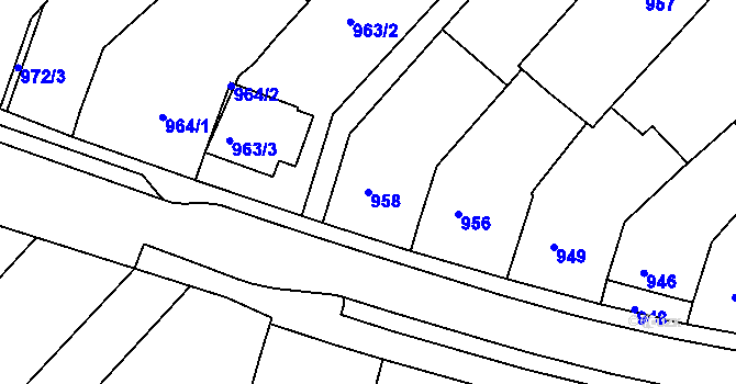 Parcela st. 958 v KÚ Bosonohy, Katastrální mapa