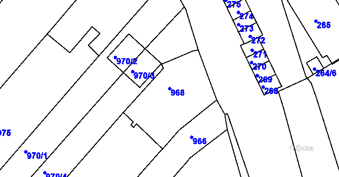Parcela st. 968 v KÚ Bosonohy, Katastrální mapa