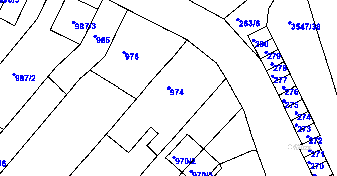 Parcela st. 974 v KÚ Bosonohy, Katastrální mapa