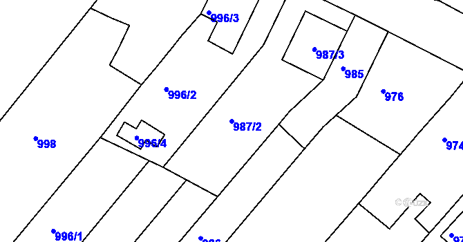 Parcela st. 987/2 v KÚ Bosonohy, Katastrální mapa