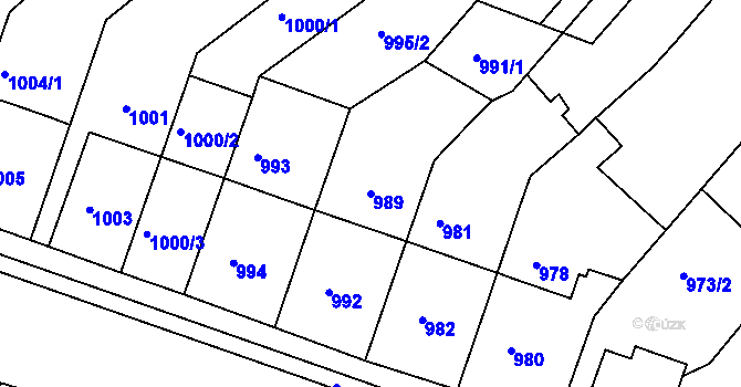 Parcela st. 989 v KÚ Bosonohy, Katastrální mapa