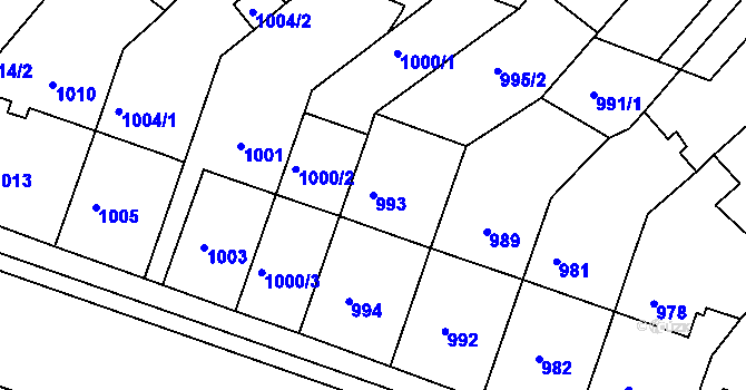 Parcela st. 993 v KÚ Bosonohy, Katastrální mapa