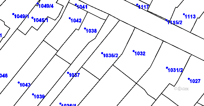 Parcela st. 1036/2 v KÚ Bosonohy, Katastrální mapa