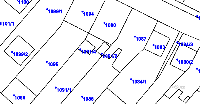 Parcela st. 1091/2 v KÚ Bosonohy, Katastrální mapa