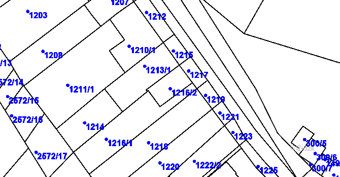 Parcela st. 1216/2 v KÚ Bosonohy, Katastrální mapa