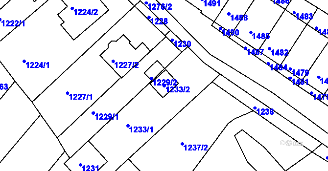Parcela st. 1233/2 v KÚ Bosonohy, Katastrální mapa