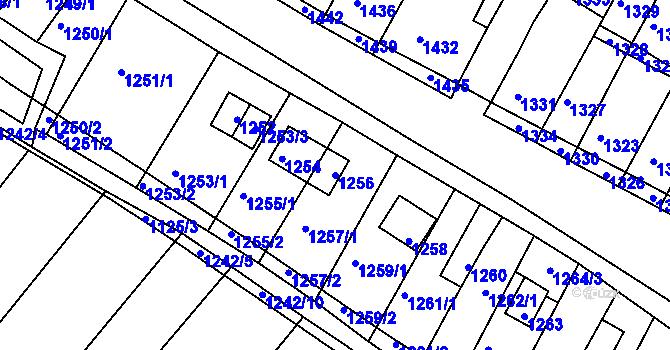 Parcela st. 1256 v KÚ Bosonohy, Katastrální mapa