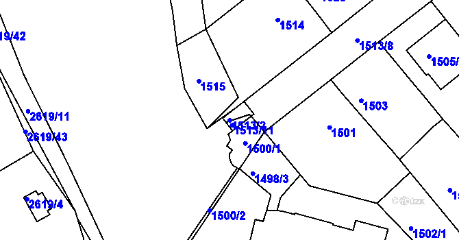 Parcela st. 1513/2 v KÚ Bosonohy, Katastrální mapa